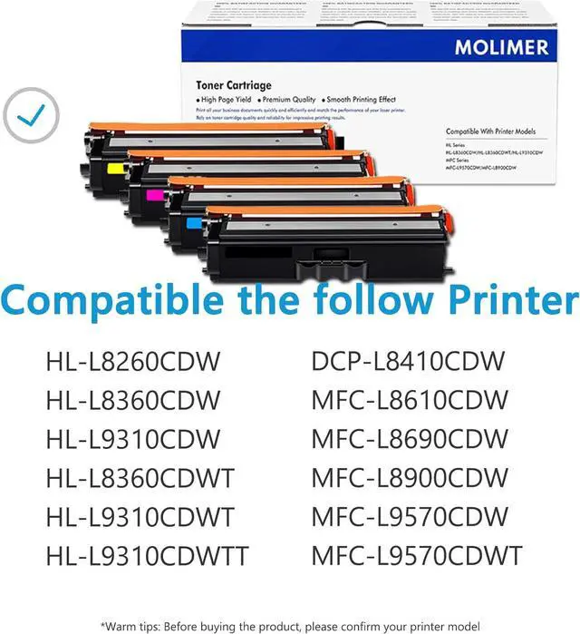 Alt view image 2 of 7 - Ennovor TN436 Super High-Yield Toner Cartridge Set (4PK, 1BK/1C/1M/1Y): TN-436 TN436 Toner Cartridge Replacement for Brother TN436 tn433/tn431 MFC-L8610CDW HL-L8260CDW DCP-L8410CDW Printer