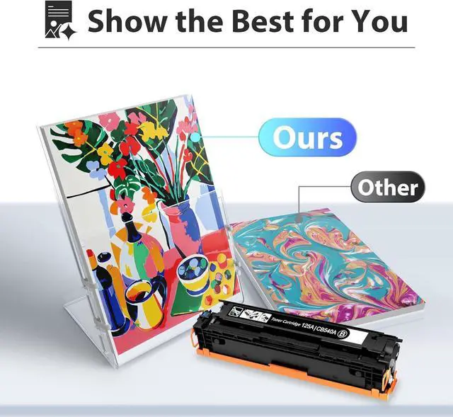 Alt view image 4 of 7 - 125A Toner Cartridge 4-PackBlack / Cyan / Magenta / Yellow Replacement for HP 125A CB540A Color CM1312 MFP CM1312nfi CP1515n CP1518ni CP1215 Series Printer ( CB540A CB541A CB542A CB543A , with Chip)