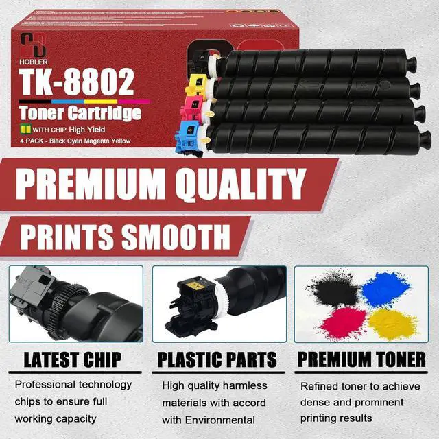 Alt view image 4 of 7 - Ennovor VERIMP TK8802 Toner Cartridges Compatible for Kyocera TK-8802K TK-8802C TK-8802M TK-8802Y Toner Cartridge Work for Kyocera Ecosys P8060cdn Printer 1 Cyan Pack