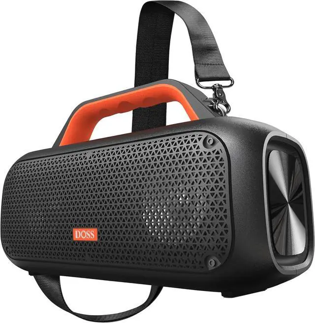 Main image of DOSS Extreme Boom Bluetooth Outdoor Speaker with 60W Mighty Sound, Deep Bass, 30H Playtime, USB-C, Bluetooth 5.3, IPX6 Waterproof with Portable Strap for Camping, Beach, Garage-Orange