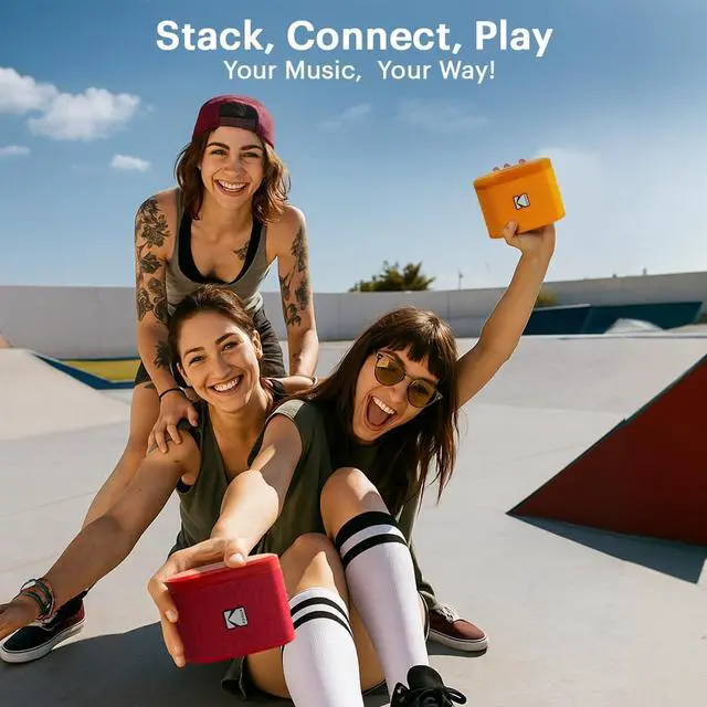 Alt view image 7 of 7 - KODAK SOUNDBRIX Bluetooth Speaker Portable Waterproof Magnetic Wireless Stackable Stereo Pairing 5H Playtime 5W RMS Sound Home Travel Party Beach Electronics for Outdoors Gray Speakers for Computers