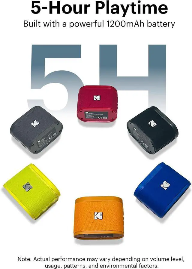Alt view image 5 of 7 - KODAK SOUNDBRIX Bluetooth Speaker Portable Waterproof Magnetic Wireless Stackable Stereo Pairing 5H Playtime 5W RMS Sound Home Travel Party Beach Electronics for Outdoors Gray Speakers for Computers