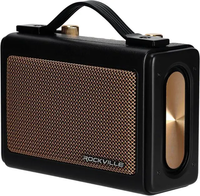 Alt view image 4 of 7 - Rockville Bundle: (2) GlideTone Vintage Style Portable & Home Bluetooth Speakers, 25W Stereo Sound, TWS Pairing, USB/TF Playback, AUX Input, Black & Gold (2 Items)