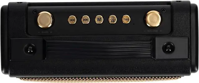 Alt view image 7 of 7 - Rockville Bundle: (2) GlideTone Vintage Style Portable & Home Bluetooth Speakers, 25W Stereo Sound, TWS Pairing, USB/TF Playback, AUX Input, Black & Gold (2 Items)
