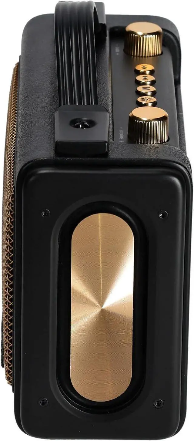 Alt view image 5 of 7 - Rockville Bundle: (2) GlideTone Vintage Style Portable & Home Bluetooth Speakers, 25W Stereo Sound, TWS Pairing, USB/TF Playback, AUX Input, Black & Gold (2 Items)