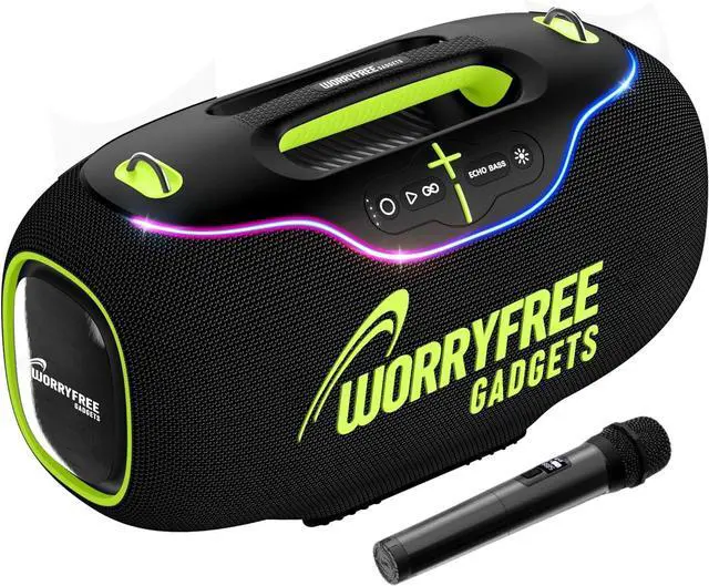 Main image of 350W Portable Bluetooth Speaker with 1 Wireless Microphone, 24H Playtime, Karaoke Speaker with TWS System/EQ/Deep Bass, Supports TF Card/USB, AUX in for Party, Indoor Outdoor, Black