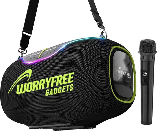 Alt view image 2 of 7 - 350W Portable Bluetooth Speaker with 1 Wireless Microphone, 24H Playtime, Karaoke Speaker with TWS System/EQ/Deep Bass, Supports TF Card/USB, AUX in for Party, Indoor Outdoor, Black