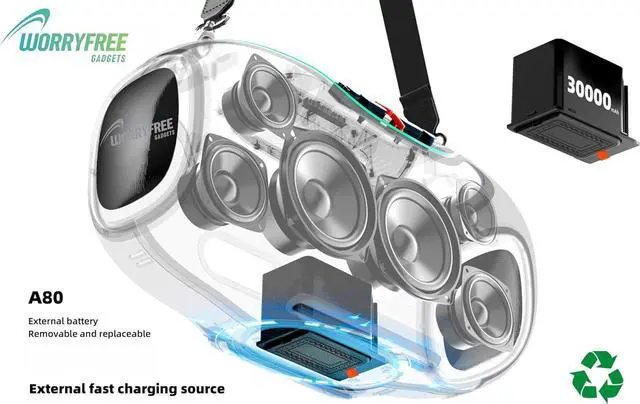 Alt view image 4 of 7 - 350W Portable Bluetooth Speaker with 1 Wireless Microphone, 24H Playtime, Karaoke Speaker with TWS System/EQ/Deep Bass, Supports TF Card/USB, AUX in for Party, Indoor Outdoor, Black