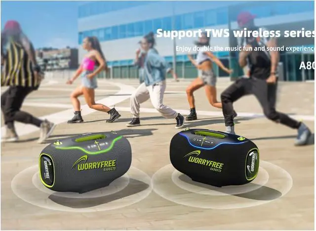 Alt view image 6 of 7 - 350W Portable Bluetooth Speaker with 1 Wireless Microphone, 24H Playtime, Karaoke Speaker with TWS System/EQ/Deep Bass, Supports TF Card/USB, AUX in for Party, Indoor Outdoor, Black
