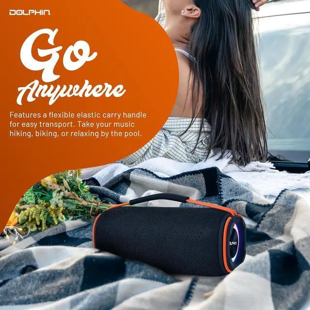 Alt view image 6 of 6 - Dolphin DR-60 30W Waterproof Portable Bluetooth Speaker | Perfect for Outdoor Adventures Like Hiking, Beach, Pool, or Shower, Bedroom, Garage