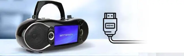 Alt view image 5 of 7 - Emerson EDL-2870H Bluetooth DVD Boombox with AM/FM Radio & Digital TV, Portable Multimedia Player with 7" LCD Screen, HDMI, Bluetooth, USB/SD Playback, Twin Speakers, Black