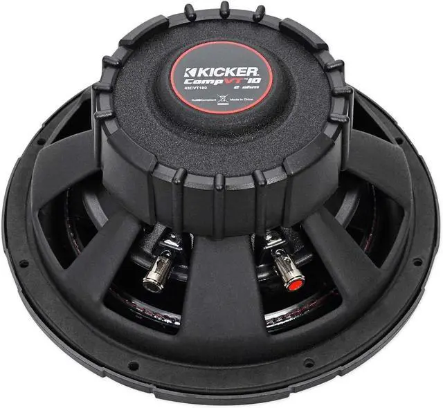 Alt view image 4 of 7 - KICKER 43CVT102 COMPVT 10" 800w SVC 2-Ohm Slim Shallow Car Subwoofer Sub CVT10-2 Bundle with (2) Rockville RPB3-BLACK Portable Bluetooth Speakers (3 Items)