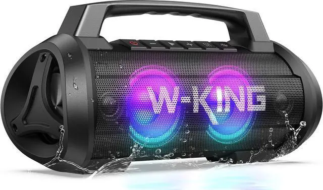 Main image of W-KING Portable Speakers Bluetooth Wireless, 120W Max Loudest Bluetooth Speaker, IPX6 Waterproof Outdoor Speaker with 70W Deep Bass/2*Subwoofer/DSP/EQ/42H/LED/MAC-in/Power Bank, Large Party Boombox