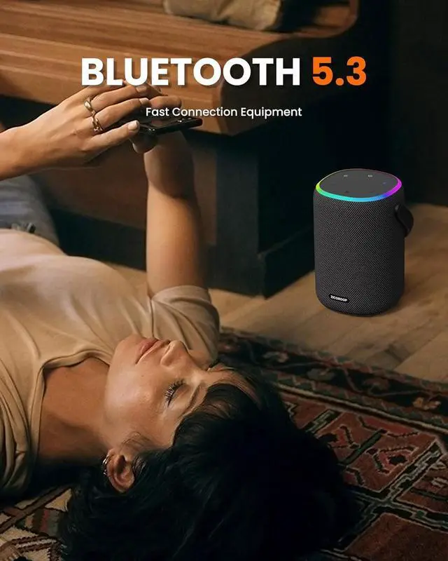 Alt view image 5 of 6 - Bluetooth Speaker with IPX7 Waterproof, 50W Portable Outdoor Speakers with Handle, Bluetooth 5.3 True Wirelss Stereo Sound, 15H Playtime with Light Show for Home Backyard Beach, Red