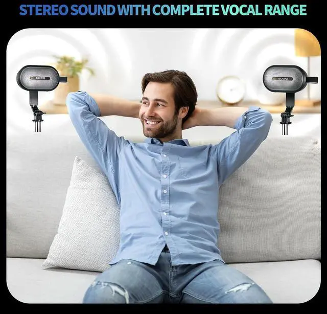 Alt view image 3 of 7 - SOWO Wireless Dual Bluetooth Speakers Set, Adjustable Stands 2Pcs, High-Fidelity Stereo Sound, Smart Pairing Sync, Surround Sound with Portable Lightweight Case for Home, Travel, Party, Birthday
