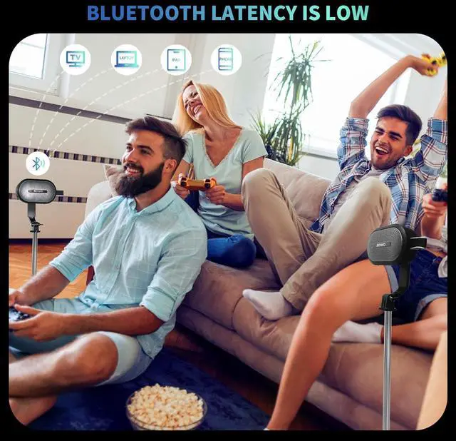 Alt view image 6 of 7 - SOWO Wireless Dual Bluetooth Speakers Set, Adjustable Stands 2Pcs, High-Fidelity Stereo Sound, Smart Pairing Sync, Surround Sound with Portable Lightweight Case for Home, Travel, Party, Birthday