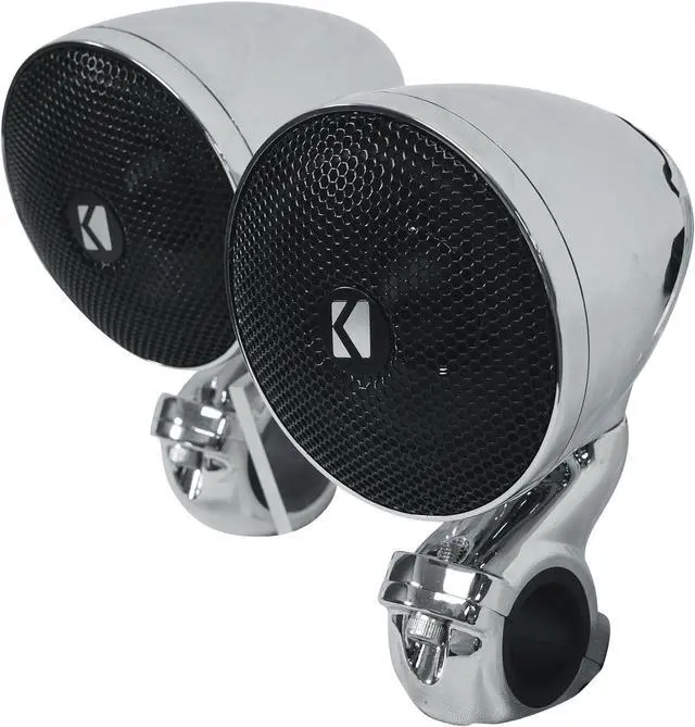 Alt view image 4 of 7 - Audiosavings Bundle: (2) Kicker 47PSM34 3" 100w PSM Motorcycle/ATV Handlebar Speakers in Chrome PSM34 Bundle with Rockville Rock Everywhere Portable Bluetooth Speaker/Wireless Link (2 Items)