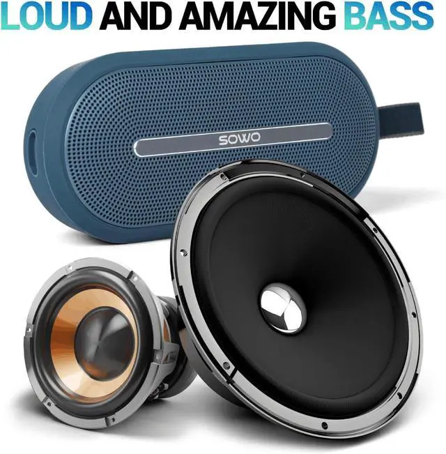 Alt view image 6 of 7 - SOWO Waterproof Bluetooth Speaker Wireless- Portable Speaker Loud with Built-in Subwoofer and Tweeter, Extra Bass, Stereo Sound, IP67, Colorful Lights for Party, Outdoor, Camping