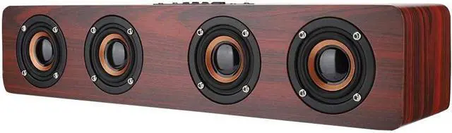 Main image of Wooden Bluetooth Speaker, 12W TV Computer Speaker Sound with 4 Bass Subwoofer Support Bluetooth, AUX, TF Card, FM(#1)