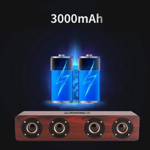 Alt view image 5 of 7 - Wooden Bluetooth Speaker, 12W TV Computer Speaker Sound with 4 Bass Subwoofer Support Bluetooth, AUX, TF Card, FM(#1)