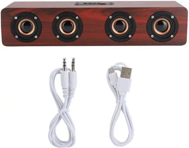 Alt view image 7 of 7 - Wooden Bluetooth Speaker, 12W TV Computer Speaker Sound with 4 Bass Subwoofer Support Bluetooth, AUX, TF Card, FM(#1)