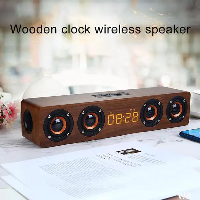 Alt view image 5 of 7 - Yoidesu Retro Bluetooth Speaker, Wooden Subwoofer Speaker Surround Sound Hands Calling Speaker Built in HD mic for Laptop Cellphone(Brown Wood Grain (Export))