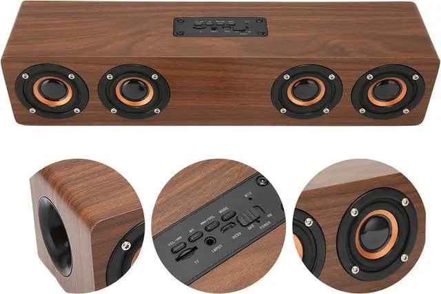 Alt view image 7 of 7 - Yoidesu Retro Bluetooth Speaker, Wooden Subwoofer Speaker Surround Sound Hands Calling Speaker Built in HD mic for Laptop Cellphone(Brown Wood Grain (Export))