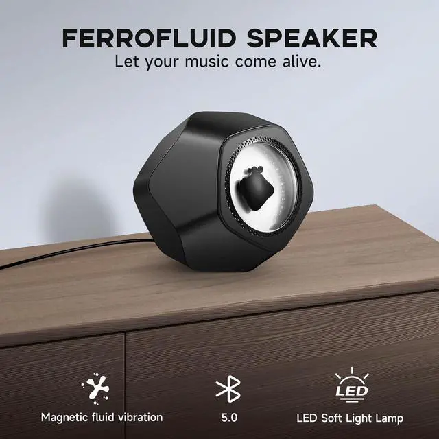 Alt view image 2 of 7 - Ferrofluid Bluetooth Speaker with Dancing Ferrofluid, Sound Visual Speaker  Desktop Music Mate, Party Speaker, Gamer Gift (Black)