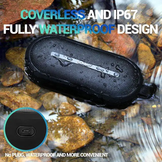 Alt view image 6 of 7 - SOWO Wireless Bluetooth Speaker, Ultra Portable Magnetic Speaker, IP67 Waterproof, 24H Playtime, Pro Sound, Indoors & Outdoors, Hiking & Golf