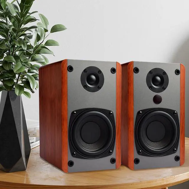 Alt view image 2 of 7 - SINGING WOOD BT25 (2024 Version) Bluetooth Active Bookshelf Speakers for with Optical Aux inputs Subwoofer Line Out for PC, TVs, Turntable, Wooden Enclosure,80W - Cherry Wood