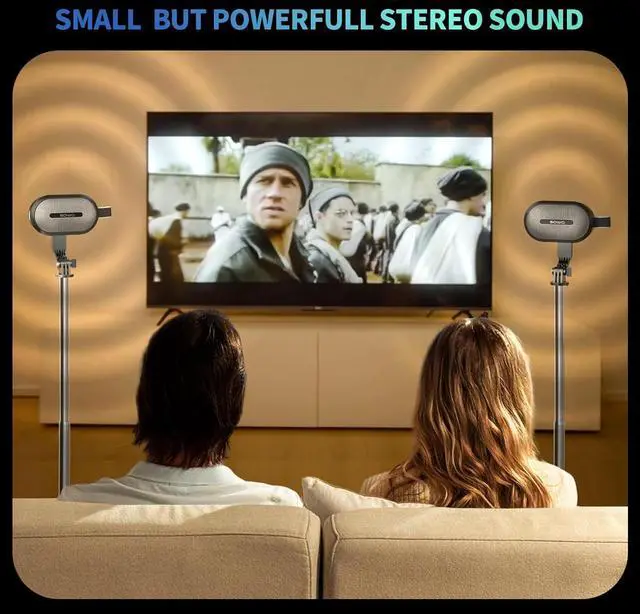 Alt view image 5 of 7 - SOWO Wireless Dual Bluetooth Speakers Set, Adjustable Stands 2Pcs, High-Fidelity Stereo Sound, Smart Pairing Sync, Surround Sound with Portable Lightweight Case for Home, Travel, Party, Birthday