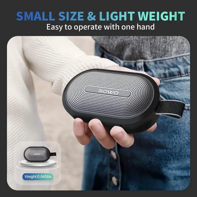 Alt view image 4 of 7 - SOWO Wireless Bluetooth Speaker, Ultra Portable Magnetic Speaker, IP67 Waterproof, 24H Playtime, Pro Sound, Indoors & Outdoors, Hiking & Golf