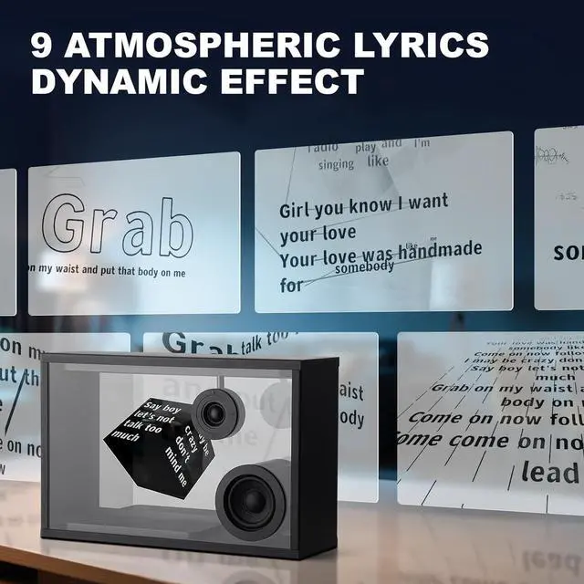 Alt view image 5 of 7 - Transparent Bluetooth Speaker, Dynamic Hovering Lyrics, Compatible with Spotify, Apple Music, Multiple Sound Effects, White Noise and Clock Options, Suit for House Warming Gifts, Party, Home