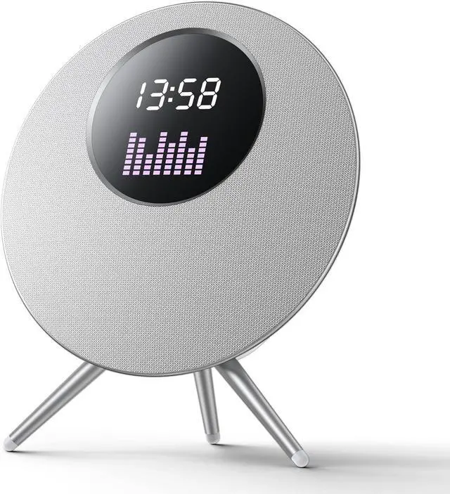 Main image of Wireless Bluetooth Speaker with Stand, LED Screen, 25W Decorate Speakers Bluetooth Wireless for Living Room, Bedroom, Desk, Office, Kitchen, Home Accessories Support TF Card/USB/MIC/AUX Silver