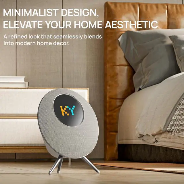 Alt view image 2 of 7 - Wireless Bluetooth Speaker with Stand, LED Screen, 25W Decorate Speakers Bluetooth Wireless for Living Room, Bedroom, Desk, Office, Kitchen, Home Accessories Support TF Card/USB/MIC/AUX Silver