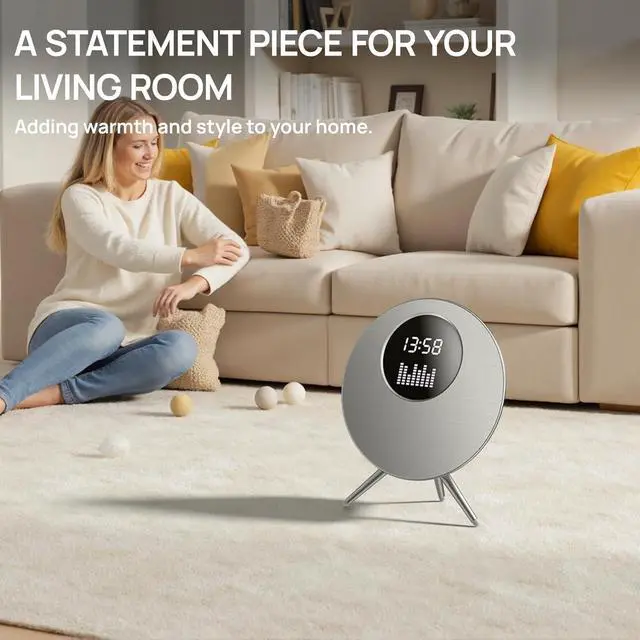 Alt view image 4 of 7 - Wireless Bluetooth Speaker with Stand, LED Screen, 25W Decorate Speakers Bluetooth Wireless for Living Room, Bedroom, Desk, Office, Kitchen, Home Accessories Support TF Card/USB/MIC/AUX Silver