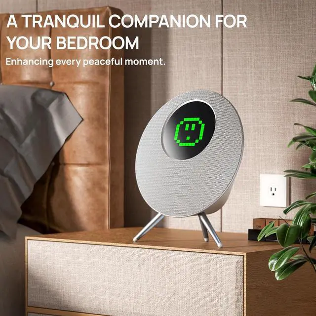 Alt view image 5 of 7 - Wireless Bluetooth Speaker with Stand, LED Screen, 25W Decorate Speakers Bluetooth Wireless for Living Room, Bedroom, Desk, Office, Kitchen, Home Accessories Support TF Card/USB/MIC/AUX Silver