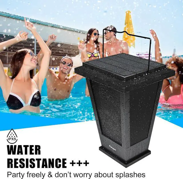Alt view image 5 of 7 - pohopa Bluetooth Speakers Waterproof, Solar Powered Outdoor Speakers, 3 Packs Surround Sound 30W Wireless Multiple Pairing with 20 Piece LED Lights, Richer Bass, Black