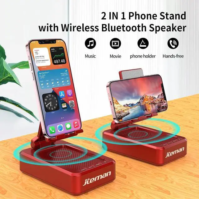 Alt view image 3 of 7 - JTEMAN Cell Phone Stand with Wireless Bluetooth Speaker,Gifts for Women and Men,Birthday Christmas for Women Men,Kitchen Gadgets for Men
