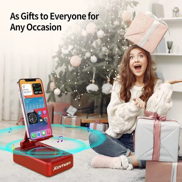 Alt view image 7 of 7 - JTEMAN Cell Phone Stand with Wireless Bluetooth Speaker,Gifts for Women and Men,Birthday Christmas for Women Men,Kitchen Gadgets for Men