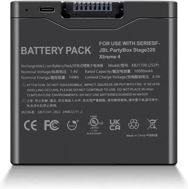 Alt view image 3 of 6 - JBL Xtreme 4 Replacement Battery for JBL Xtreme 4, JBL Battery 400, JBL PartyBox Stage 320, FG4CELL21700H (10000mAh/74Wh)