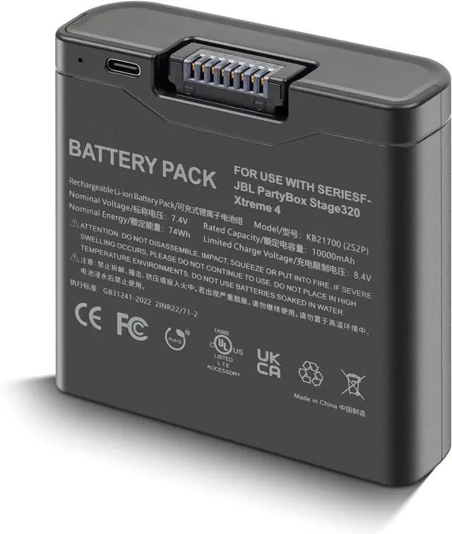 Alt view image 5 of 6 - JBL Xtreme 4 Replacement Battery for JBL Xtreme 4, JBL Battery 400, JBL PartyBox Stage 320, FG4CELL21700H (10000mAh/74Wh)