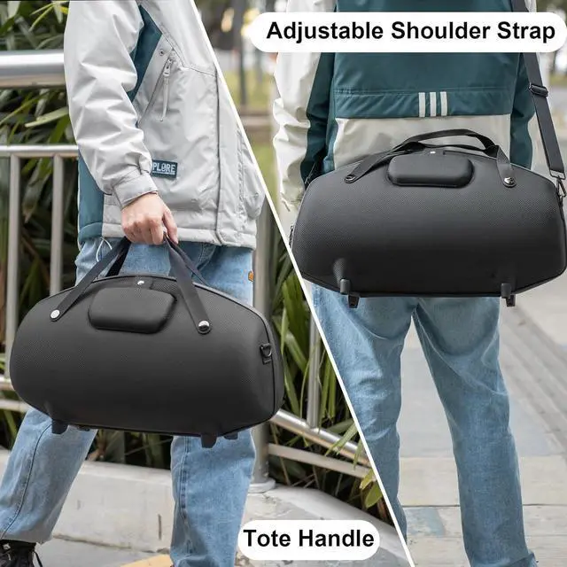 Alt view image 3 of 7 - TXEsign Case for JBL Boombox 3/Boombox 2/Boombox Portable Speaker, Travel Carrying Case Stand Up Hard Case Replacement Cover w Shoulder Strap Tote Handle (Black w One Mesh Pocket One Outer Pocket)
