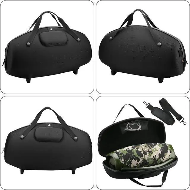 Alt view image 4 of 7 - TXEsign Case for JBL Boombox 3/Boombox 2/Boombox Portable Speaker, Travel Carrying Case Stand Up Hard Case Replacement Cover w Shoulder Strap Tote Handle (Black w One Mesh Pocket One Outer Pocket)