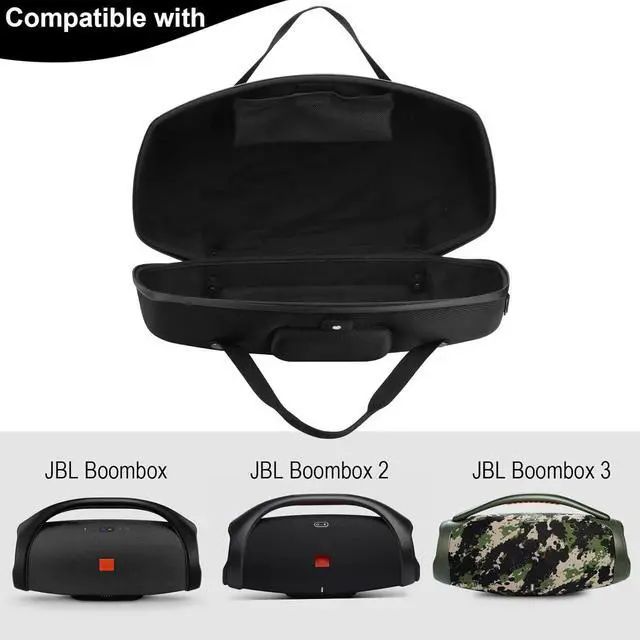 Alt view image 2 of 7 - TXEsign Case for JBL Boombox 3/Boombox 2/Boombox Portable Speaker, Travel Carrying Case Stand Up Hard Case Replacement Cover w Shoulder Strap Tote Handle (Black w One Mesh Pocket One Outer Pocket)