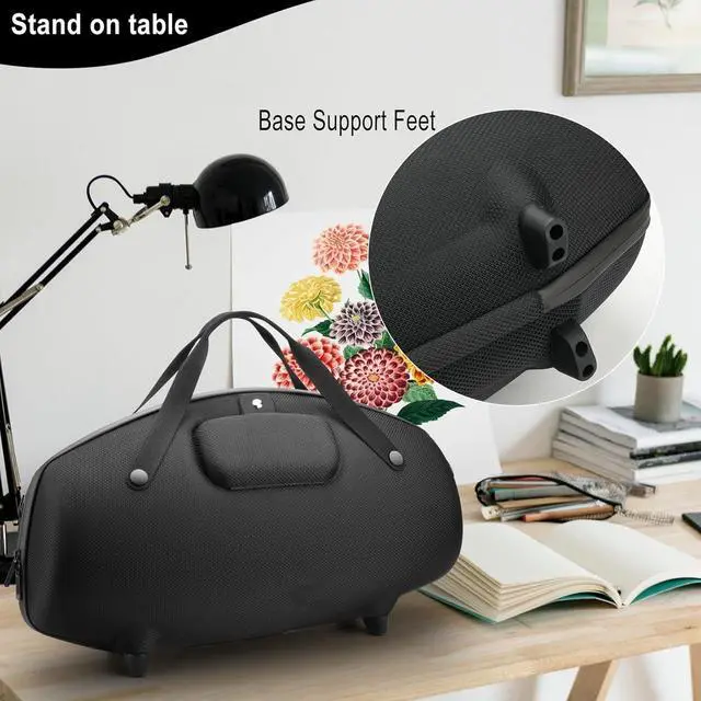 Alt view image 6 of 7 - TXEsign Case for JBL Boombox 3/Boombox 2/Boombox Portable Speaker, Travel Carrying Case Stand Up Hard Case Replacement Cover w Shoulder Strap Tote Handle (Black w One Mesh Pocket One Outer Pocket)
