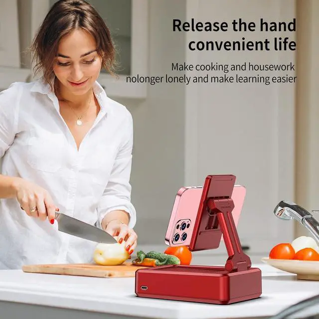 Alt view image 5 of 7 - JTEMAN Cell Phone Stand with Wireless Bluetooth Speaker,Gifts for Women and Men,Birthday Christmas for Women Men,Kitchen Gadgets for Men