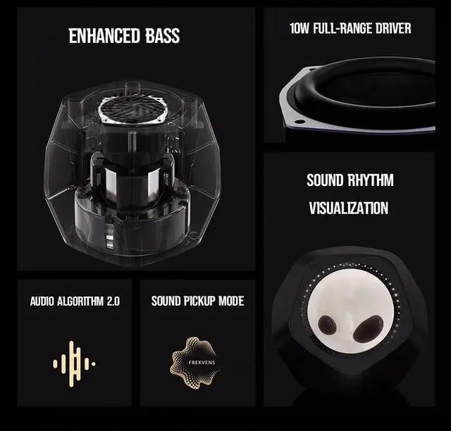 Alt view image 5 of 7 - Dynamic Ferrofluid Bluetooth Speaker with Rhythm LED Light & Dancing Liquid Display - Interactive Audio Visualizer for Gaming, Desktop, Home Decor (Magnetic Liquid Art in Glass) (White)
