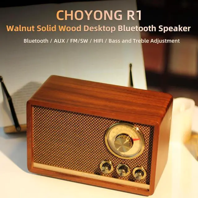 Alt view image 2 of 7 - ChaoYuan R1 Walnut Solid Wood Bluetooth Speaker, Elegant Vintage Radio,AM/FM,Shortwave for Home, Kitchen, Cafe,Wireless Streaming,CHOYONG R1,CHOYOUNG