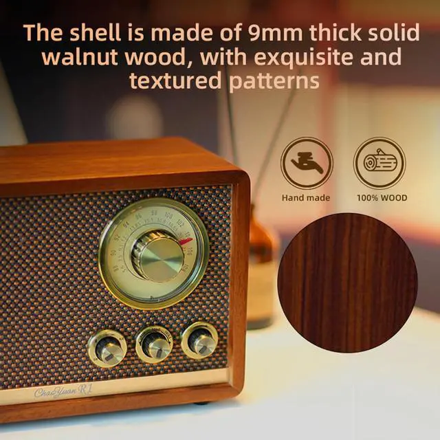 Alt view image 5 of 7 - ChaoYuan R1 Walnut Solid Wood Bluetooth Speaker, Elegant Vintage Radio,AM/FM,Shortwave for Home, Kitchen, Cafe,Wireless Streaming,CHOYONG R1,CHOYOUNG